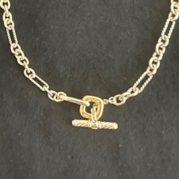 David Yurman Sterling Silver and 18K yellow gold Figaro Chain Link Necklace - Picture 5 of 10